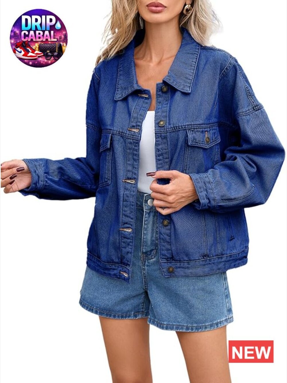 Oversized Denim Jacket Boyfriend Ripped Distressed Long Sleeve Trucker Coat